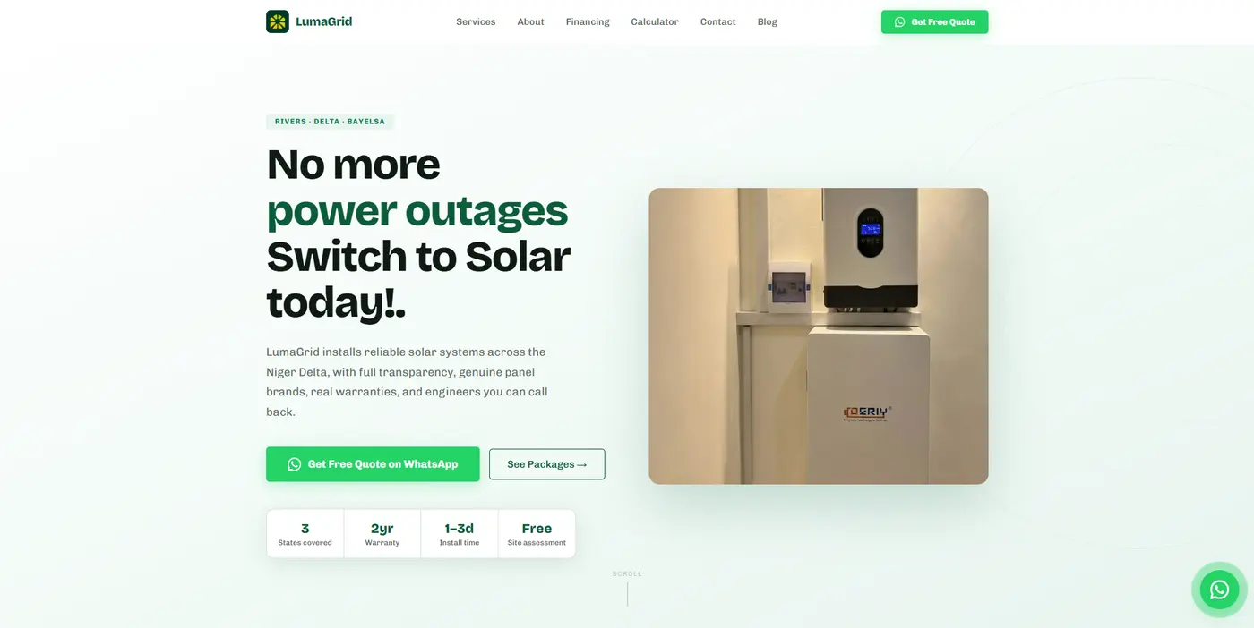 Solar installation website